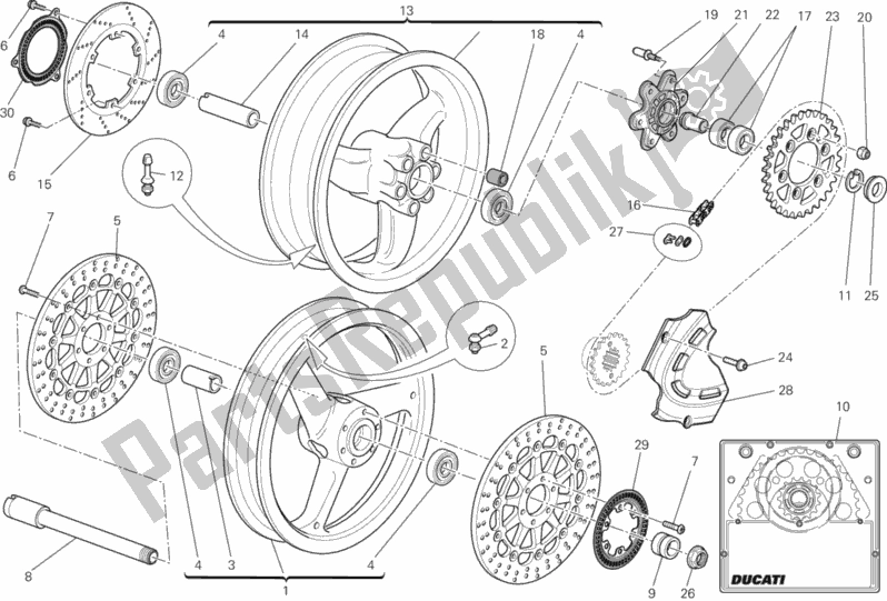 Todas as partes de Rodas do Ducati Monster 696 ABS 2014